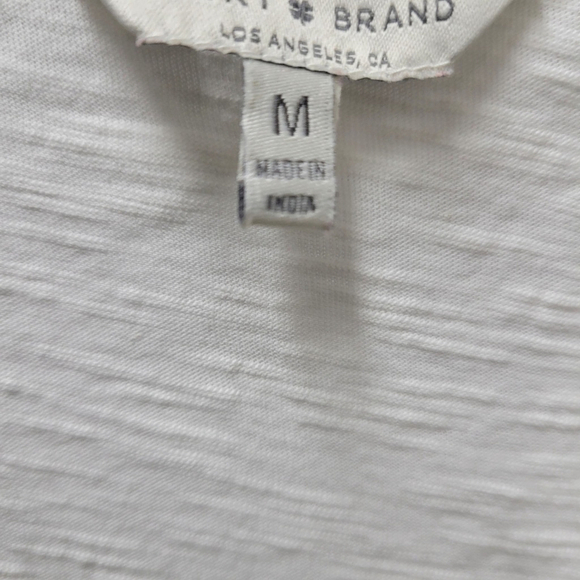 Lucky Brand 100% Cotton White Blue Embroidered Flower Cold Shoulder Top Medium - Picture 6 of 7